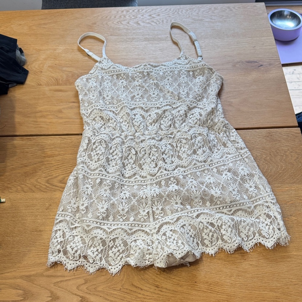 Alice + Olivia White Lace Romper